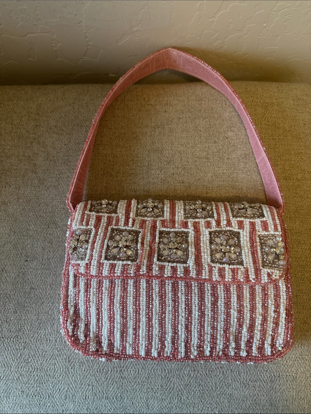 Embellished Pink Beaded Shoulder Bag